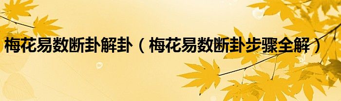 风水堂：梅花易数算命我能不能给自己算命？